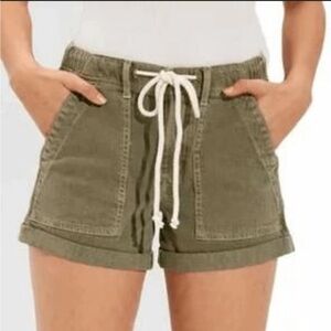 American Eagle Green Stretch Jean Tie Shorts